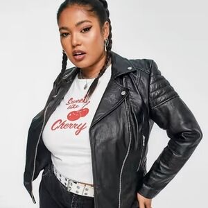 Barneys Black Leather Biker Jacket